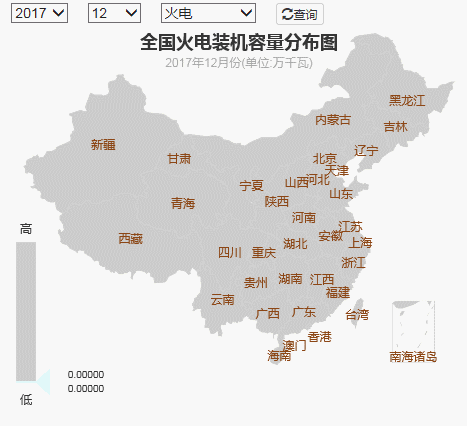 2017年全國電力發電，電力裝機版圖