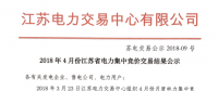 2018年4月份江蘇省電力集中競價交易結果公示