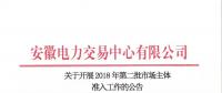 2018年安徽省電力交易第二批市場主體準入工作正式開展