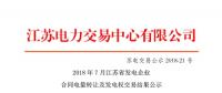 江蘇2018年7月發電企業合同電量轉讓及發電權交易 成交電量7.4億千瓦時