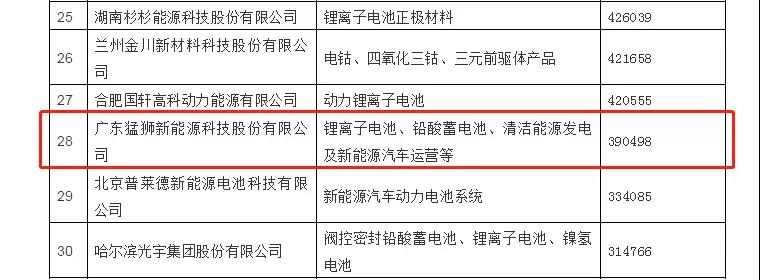 猛獅科技榮登2017年度中國電池行業(yè)百強(qiáng)企業(yè)榜