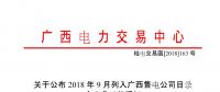 廣西2018年9月列入售電公司目錄企業(yè)名單