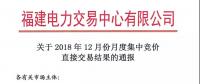 福建關(guān)于2018年12月份月度集中競價(jià)直接交易結(jié)果的通報(bào)